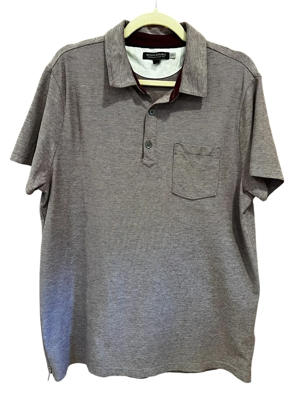 Banana Republic Performance Pique Polo Heather Purple Size Large Spring Casual